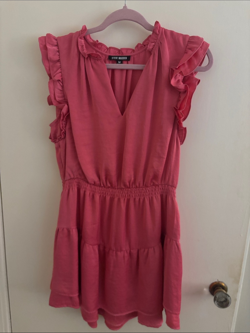 Steve Madden Coral Pink Ruffle-Sleeve Kids Dress